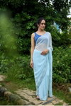 Sky Blue Colour Faux Georgette Handwork Sarees Best Wholesale Shop In Surat